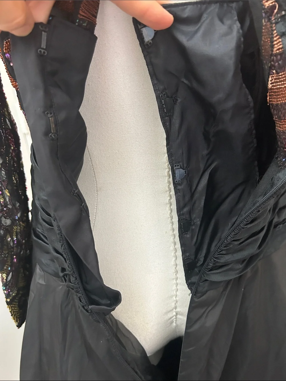 VTG  Neil Bieff Sequin beaded top maxi taffeta tulle lined cocktail opera dress